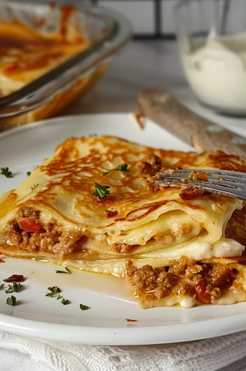 elaboración Crepes de carne picada y bechamel