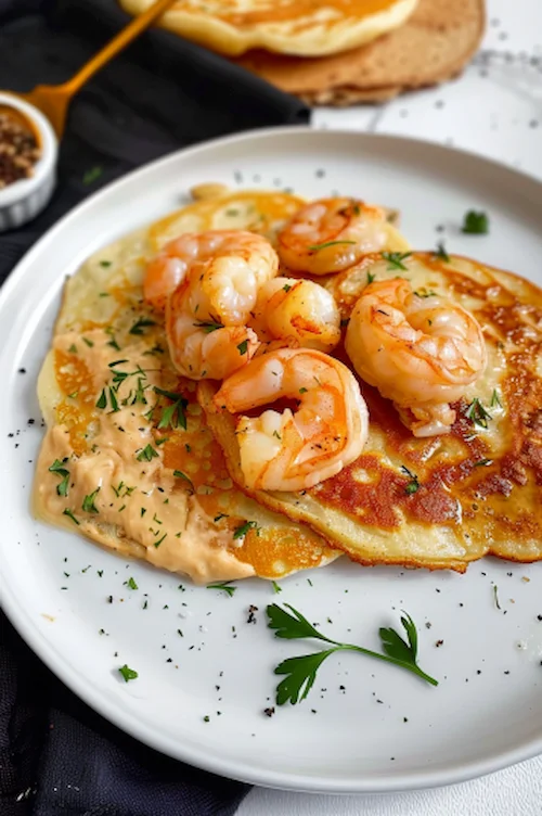 elaboración Crepes de vieiras y gambas