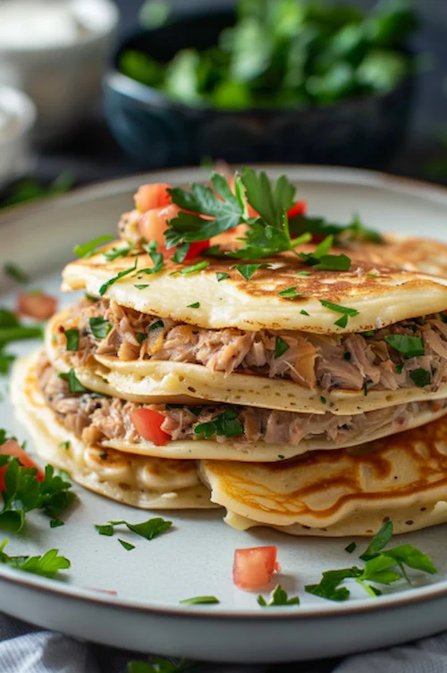 elaboración Crepes salados rellenos de atún