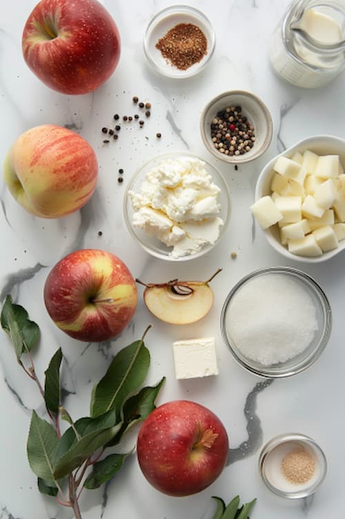 ingredientes Con queso de cabra y manzana caramelizada